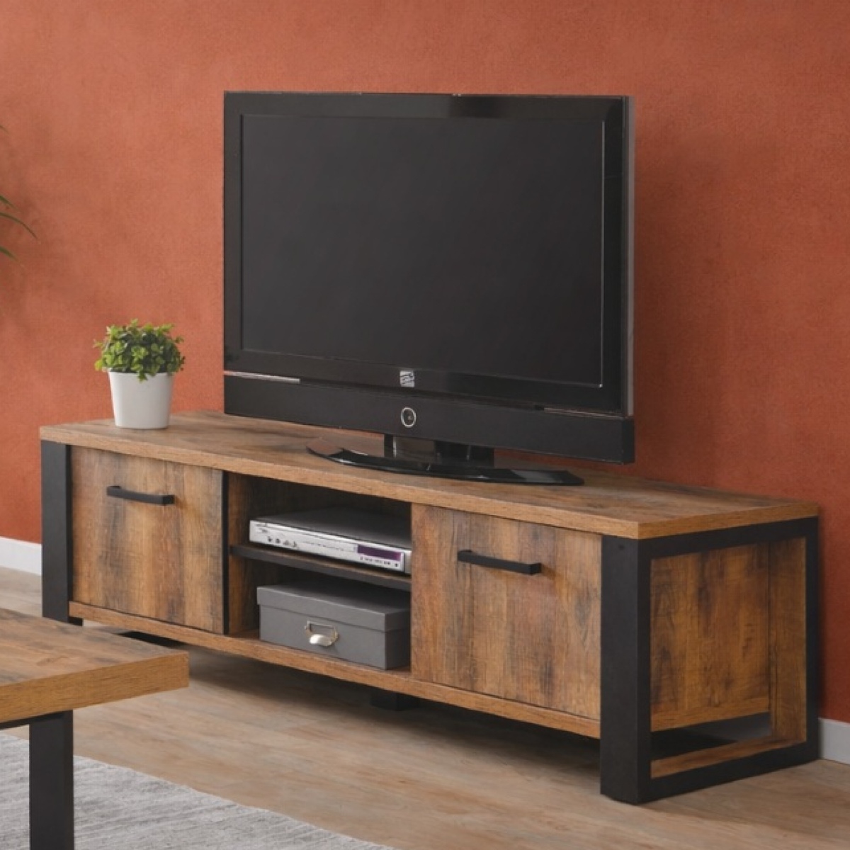 Meuble tv en bois 2 portes-2 niches MONA