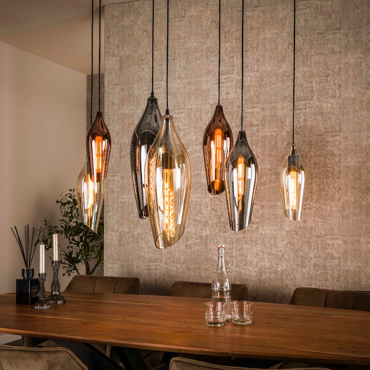 Suspension design en verre 7 lampes COCO