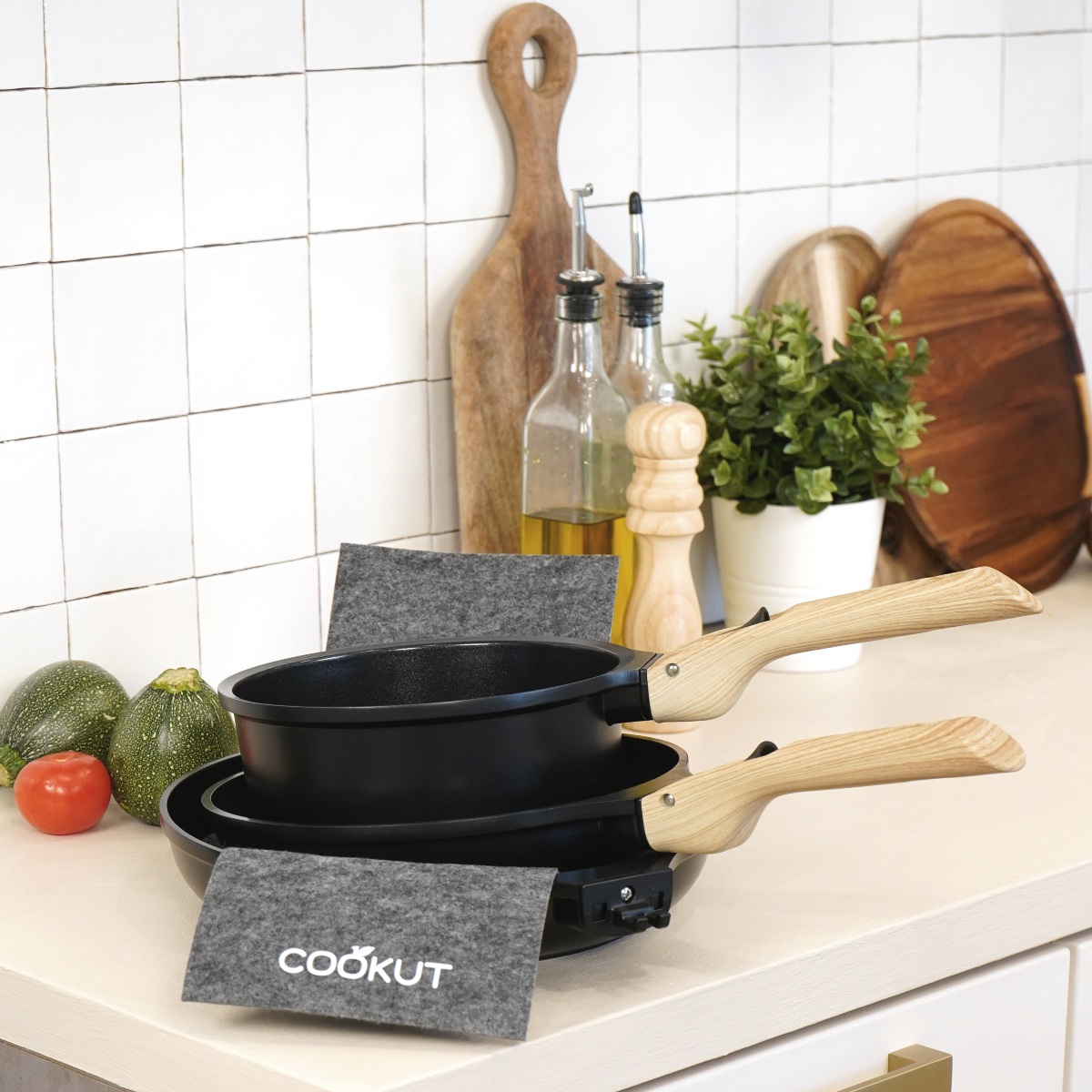 LOT DE POÊLES & CASSEROLE COOKUT avec poignées AMOVIBLES GRAPHITE