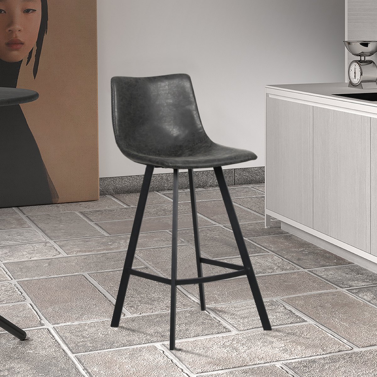 Lot de 2 chaises de bar en PU noir OSAKA