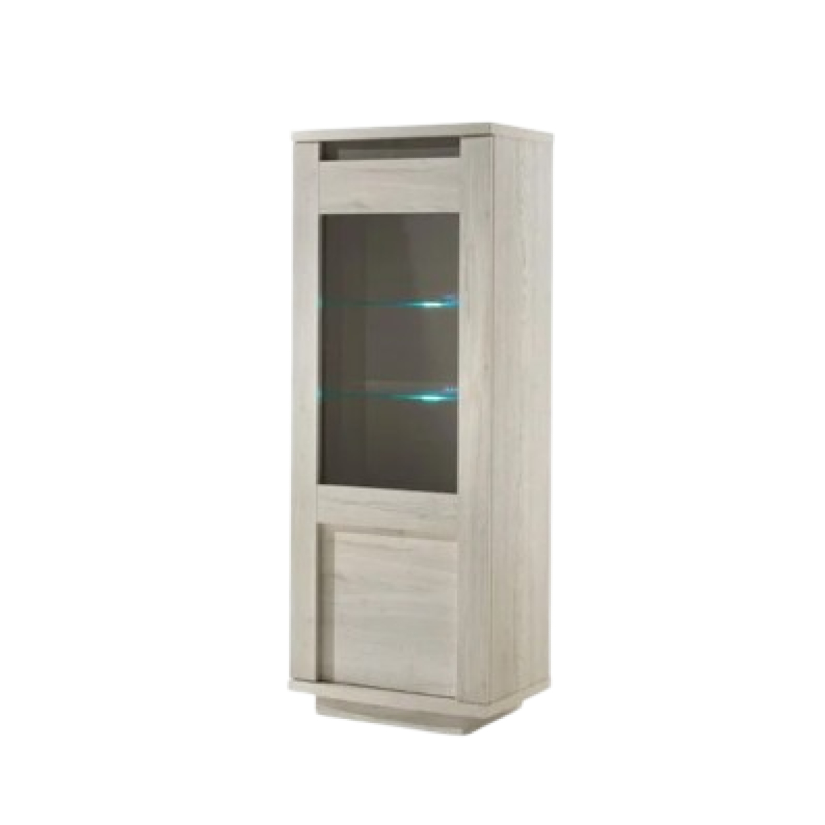 Vitrine contemporaine 1 porte vitrée chêne blanchi MELINDA