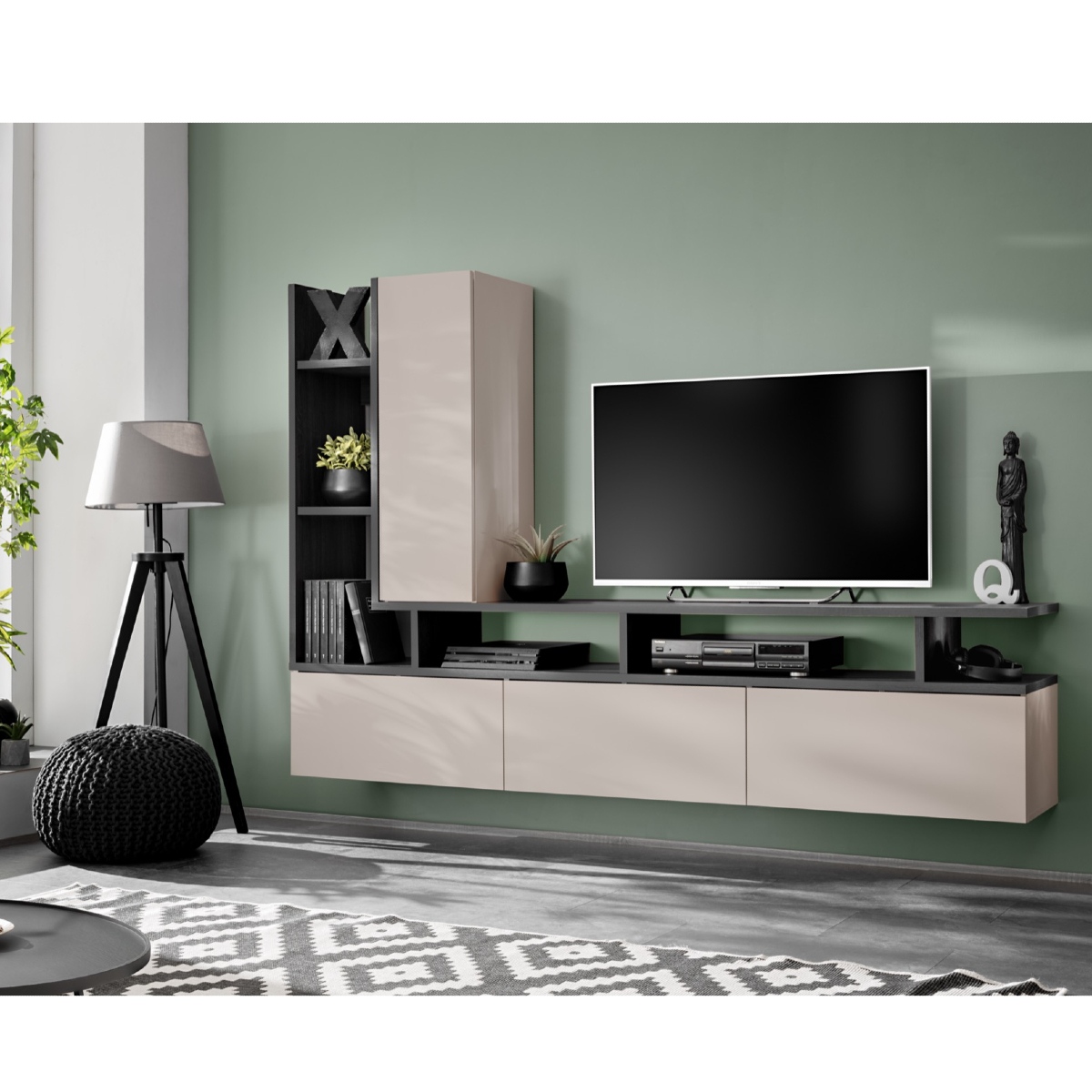 Ensemble tv mural suspendu moderne NAPOLI