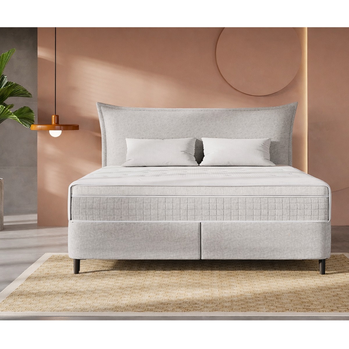 Lit boxspring coffre complet 140cm + matelas + surmatelas NUAGE