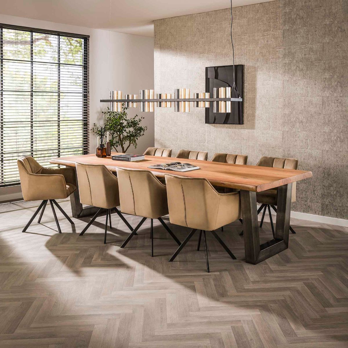 Table à manger en bois d’acacia massif 300 cm TRONCIA