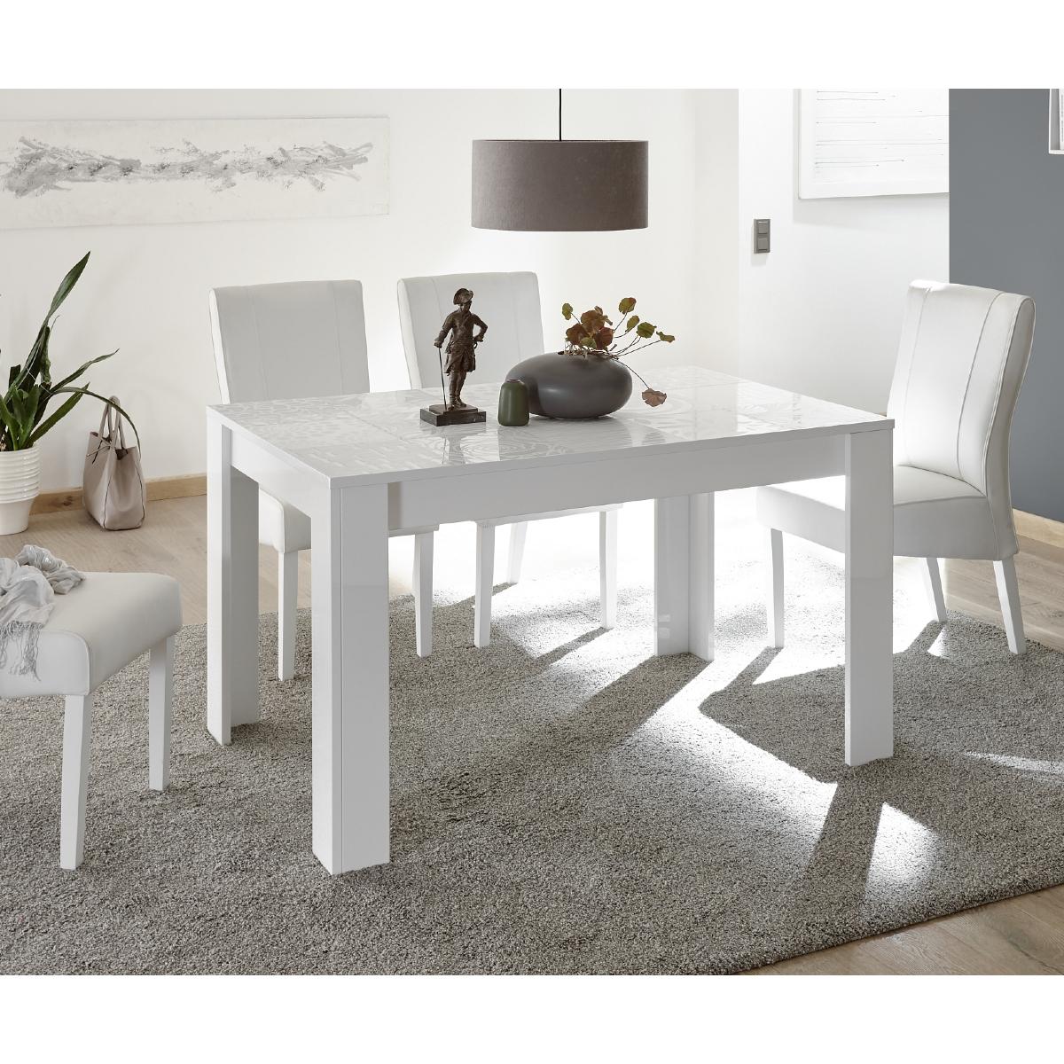 Table à manger moderne laqué blanc 180cm SARA