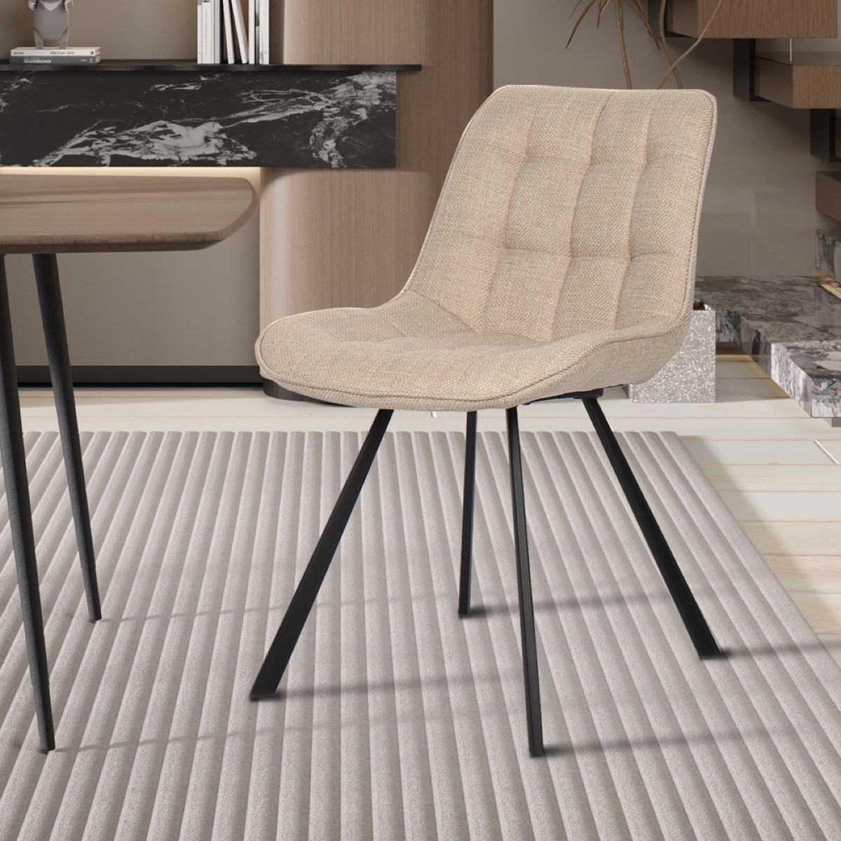 Chaise en tissu beige BARIA (lot de 2)