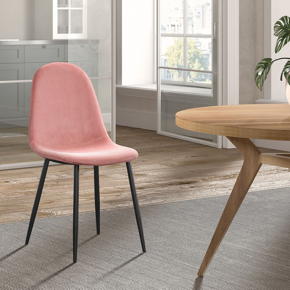 Chaise de salle à manger en velours rose BOYANA