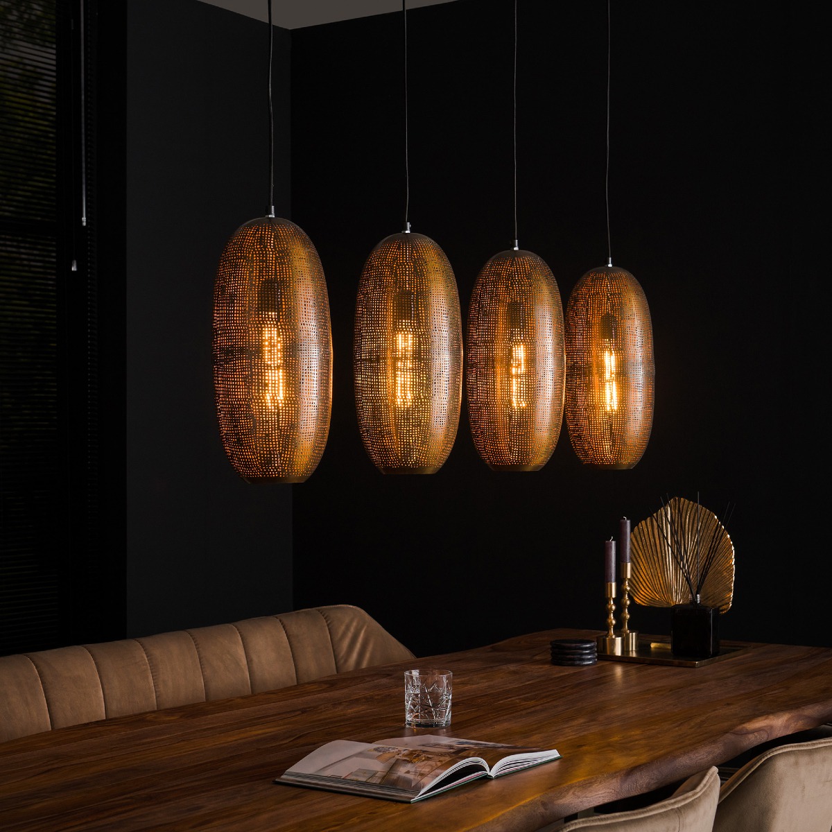 Luminaire suspension design en métal bronze antique KOSMO