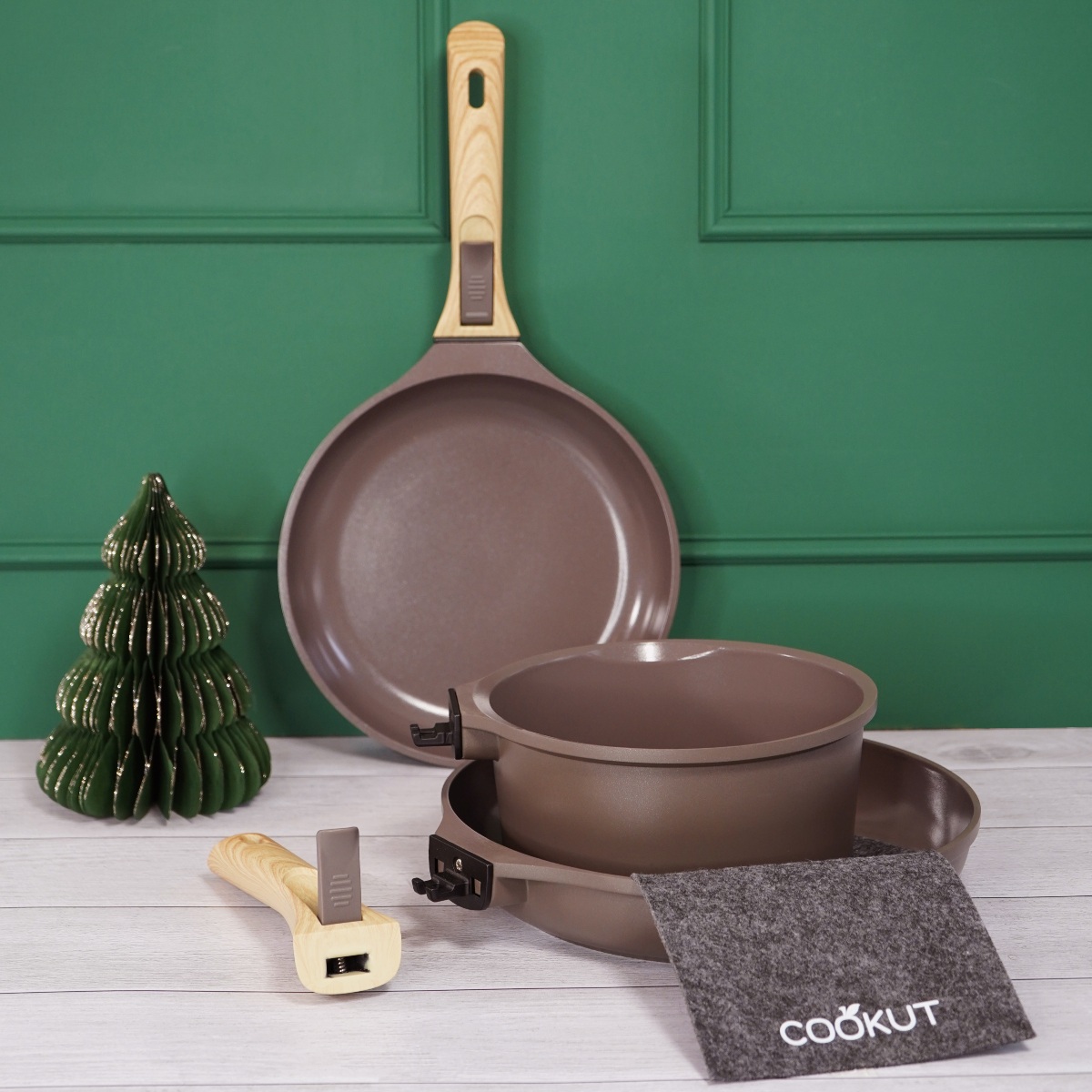 LOT DE POÊLES & CASSEROLE COOKUT avec poignées AMOVIBLES MOKA