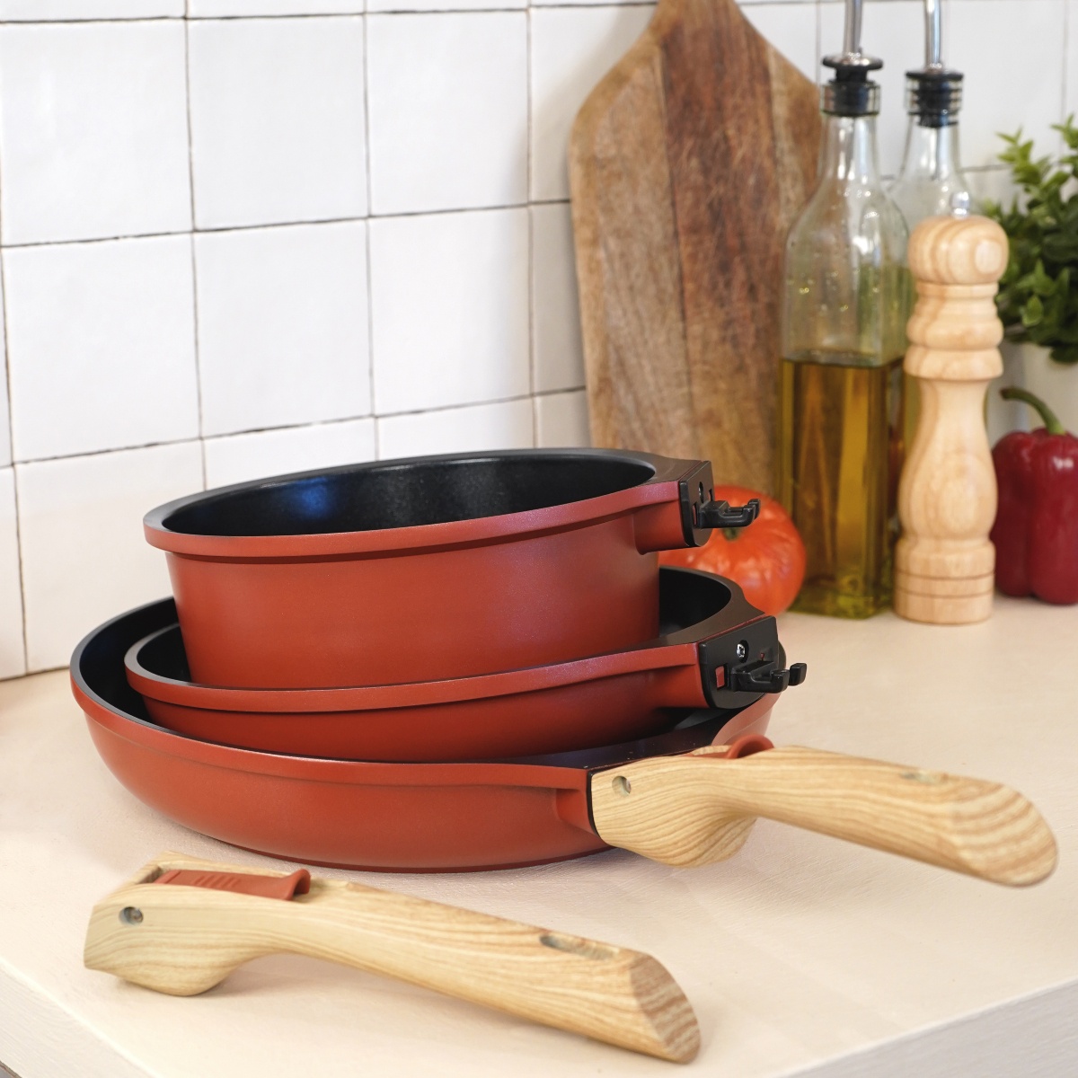 LOT DE POÊLES & CASSEROLE COOKUT avec poignées AMOVIBLES PASSION