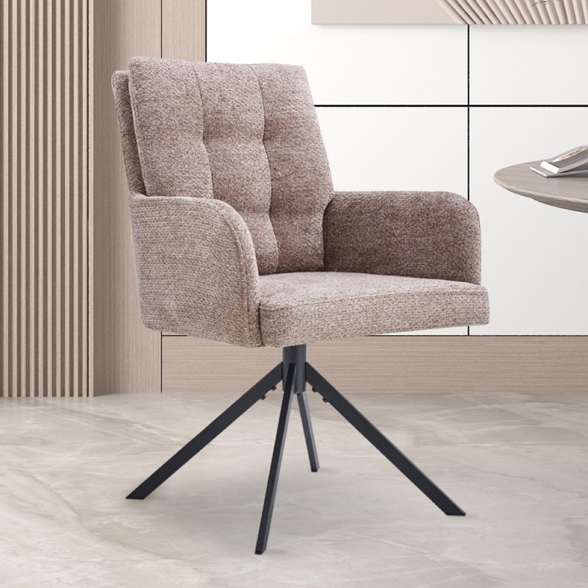 Chaise pivotante avec accoudoirs taupe GRENADE (lot de 2)