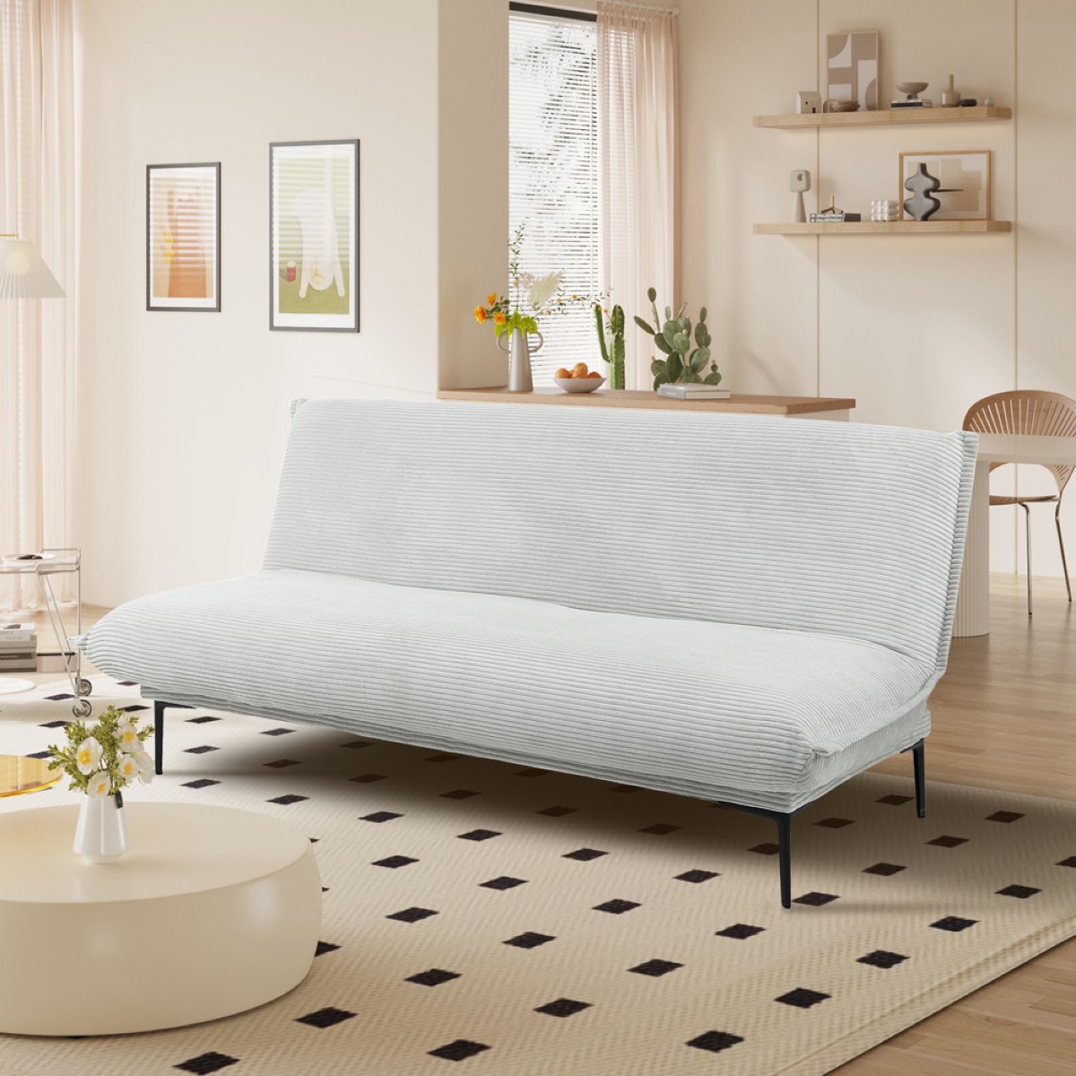 Canapé lit moderne en tissu gris SAMY