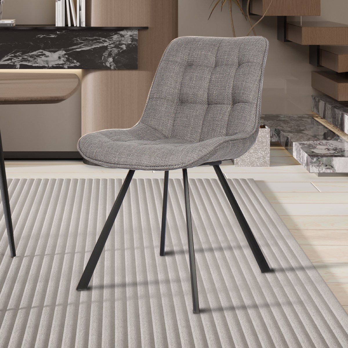 Chaise de salle à manger en tissu gris clair BARIA (lot de 2)