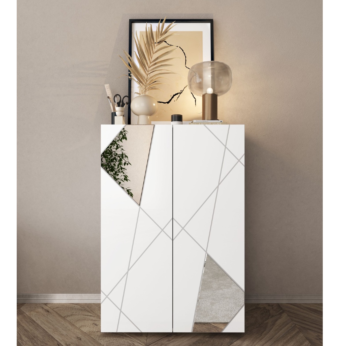 Meuble à chaussures moderne laqué blanc ANTONIA