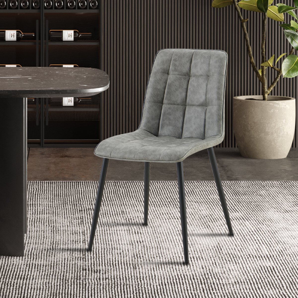 Lot de 4 chaises en PU VINTAGE gris FURAX