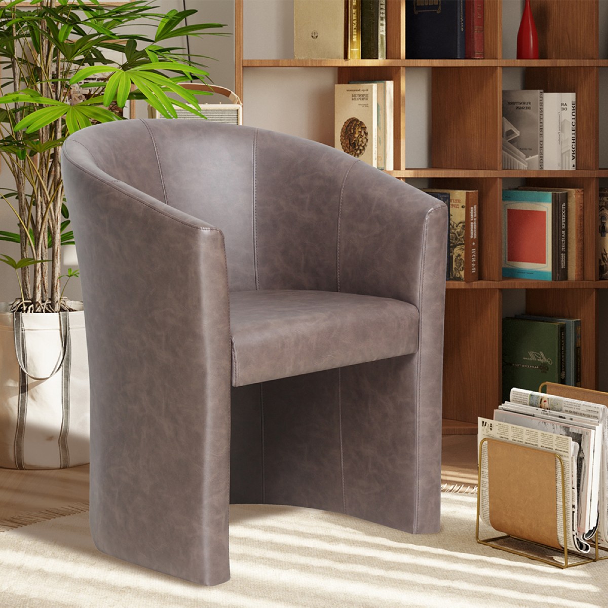 Fauteuil cabriolet marron en PU ELIOT