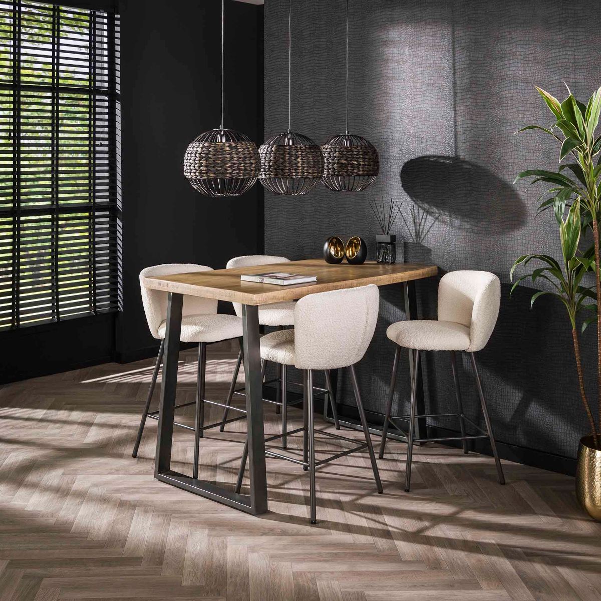 Table de bar haute en bois massif TRIO