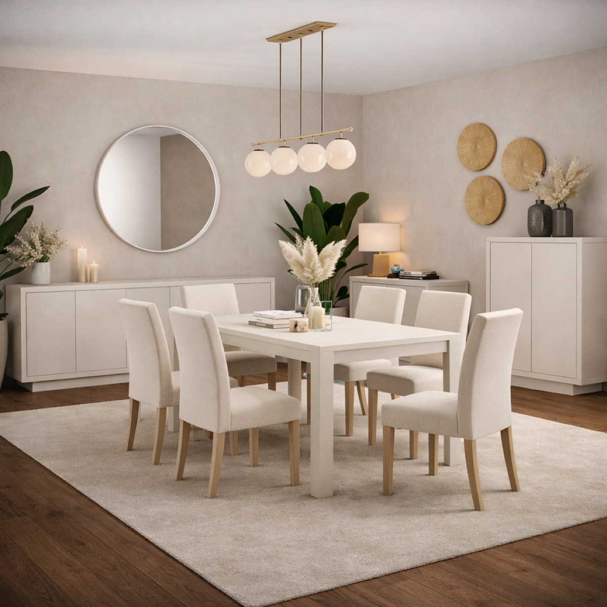 Salle à manger complète contemporaine beige YORI