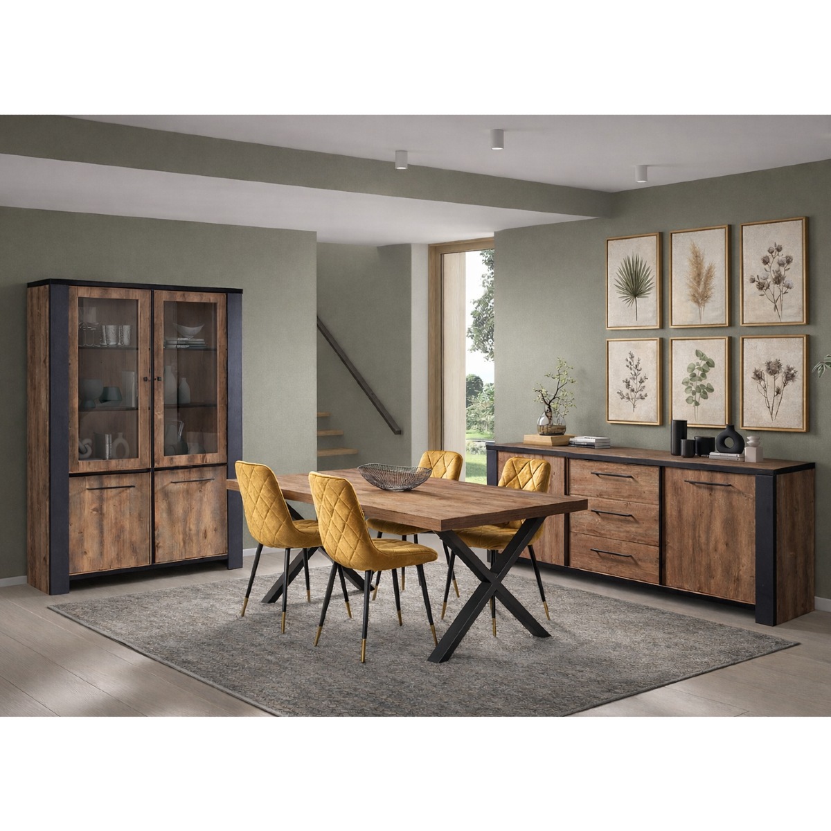 Salle manger complète industrielle SAMANTHA