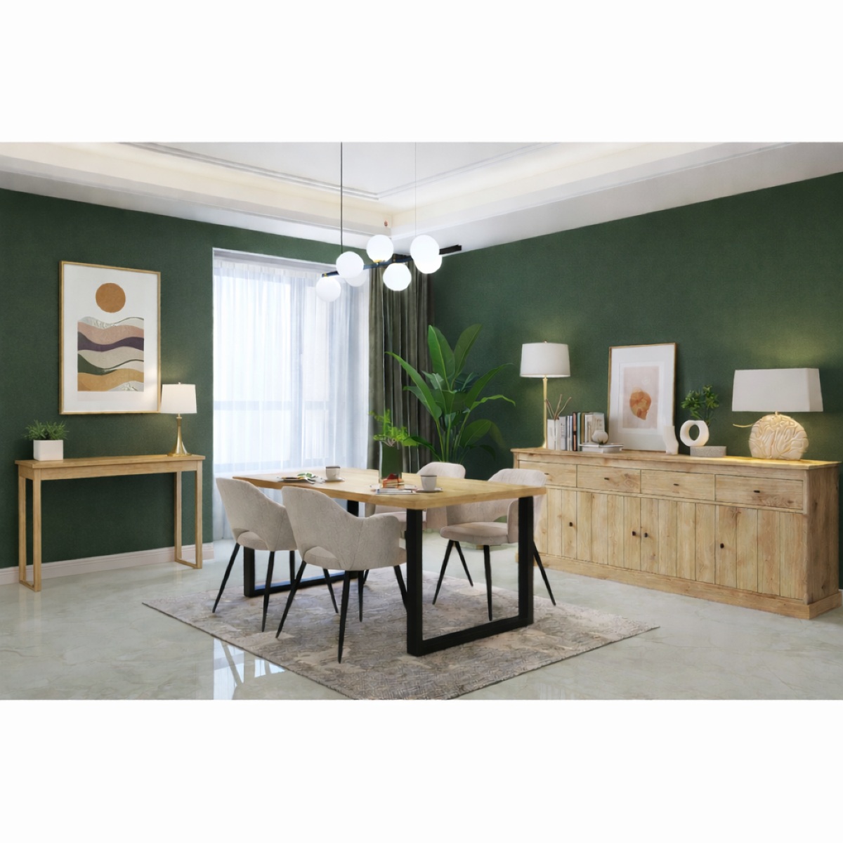 Salle à manger complète industrielle VALENTINE (Buffet + Table)