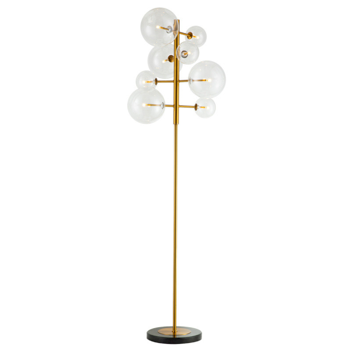 Lampadaire en métal doré, 8 globes LUCIA
