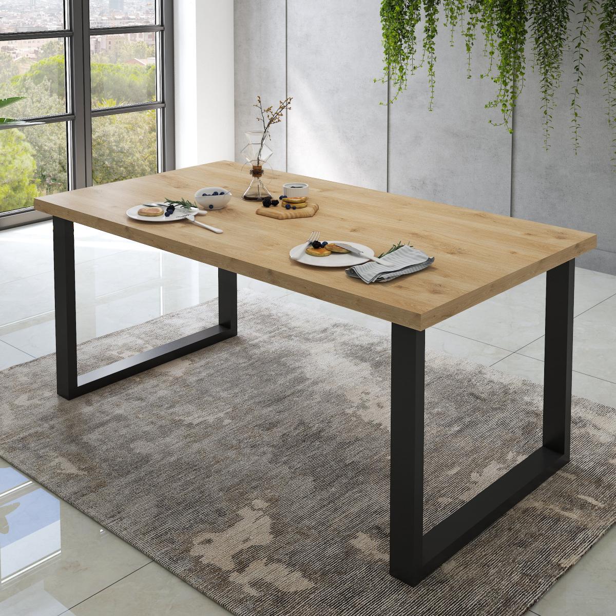 Table à manger moderne en bois rectangle 180cm VALENTINE