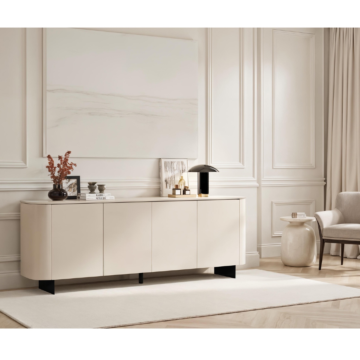Buffet 4 portes beige cachemire 230 cm