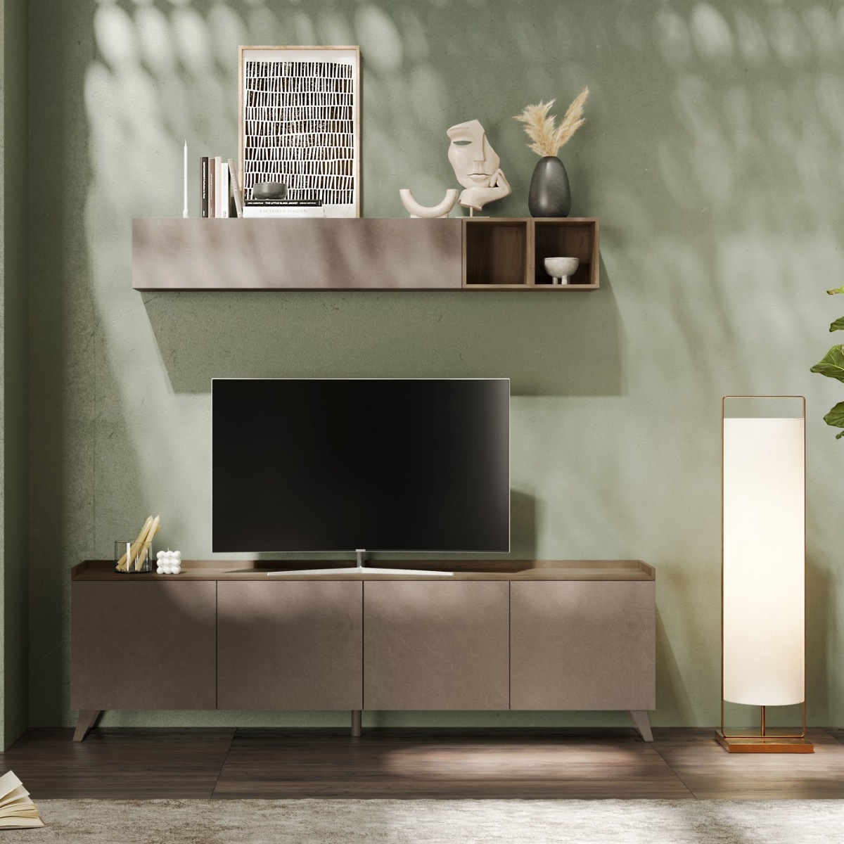 Meuble TV contemporain 240cm 4 portes RADOST