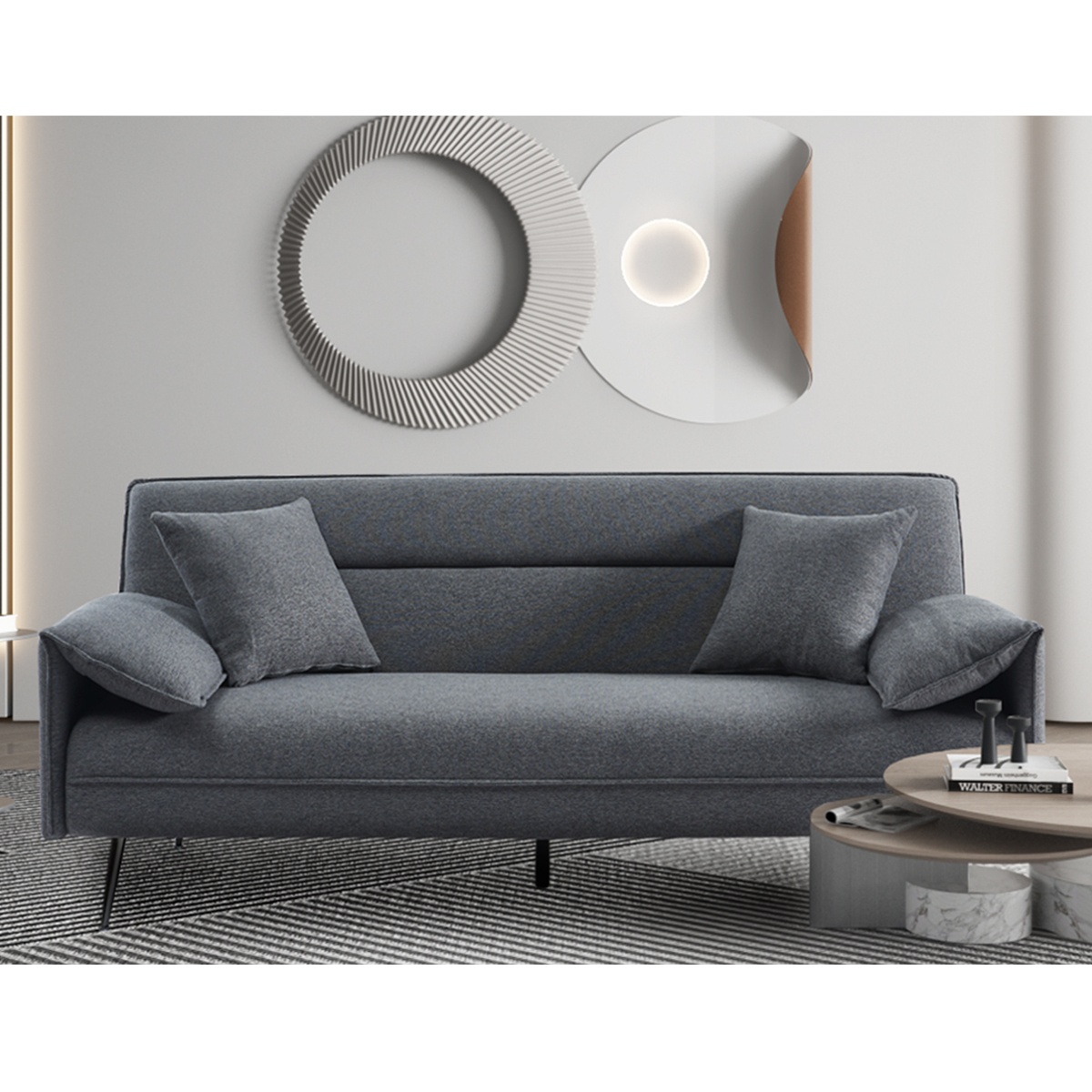 Canapé-lit moderne 2 places en tissu gris LIMA