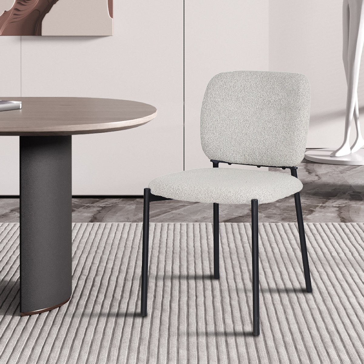 Chaise en tissu bouclé beige SOFIA (lot de 2)