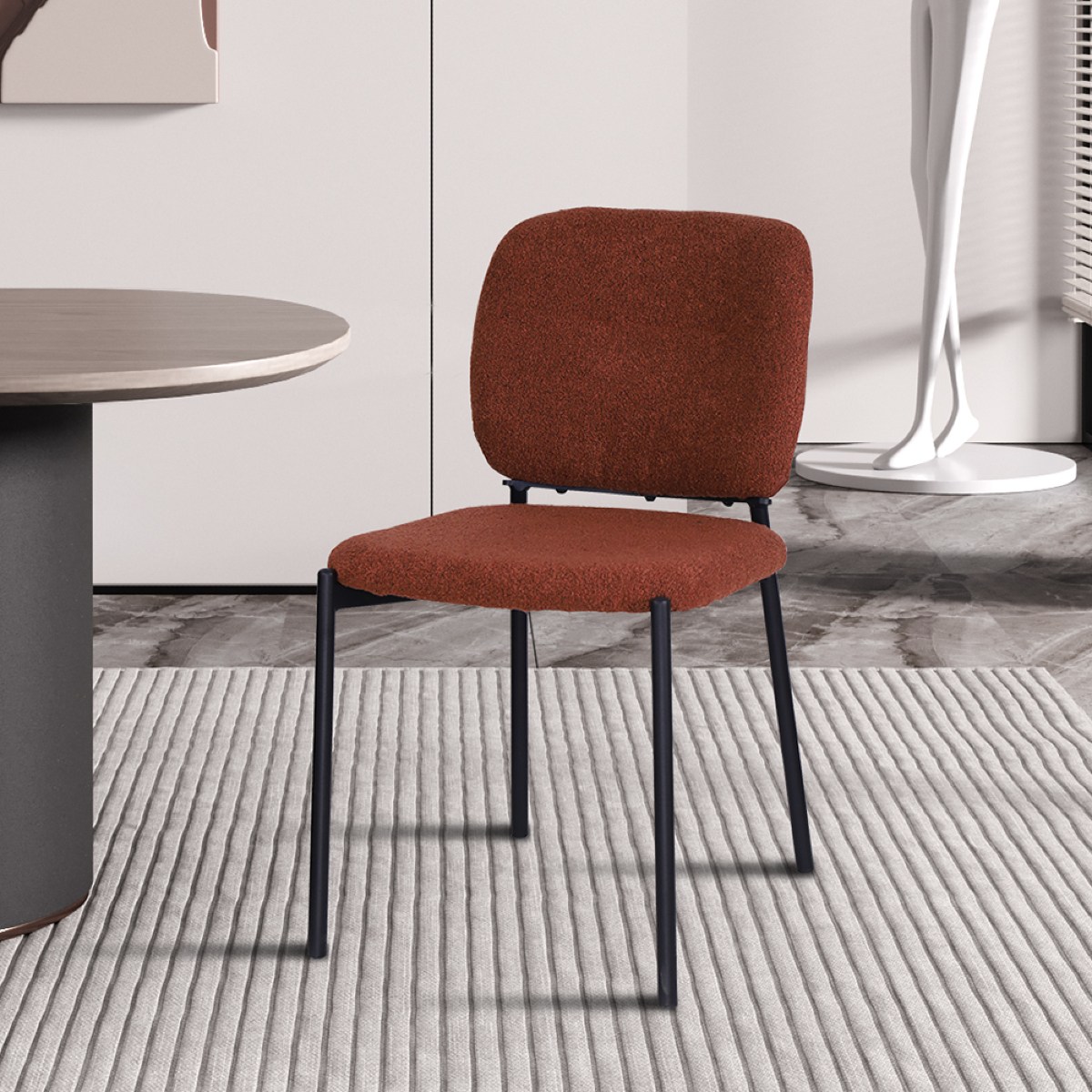 Chaise en tissu bouclé cuivre SOFIA (lot de 2)