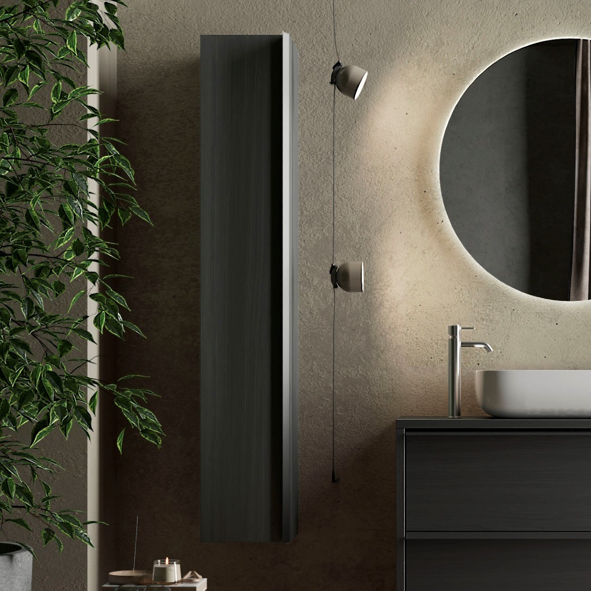 Colonne de salle de bain moderne coloris noir LOIS