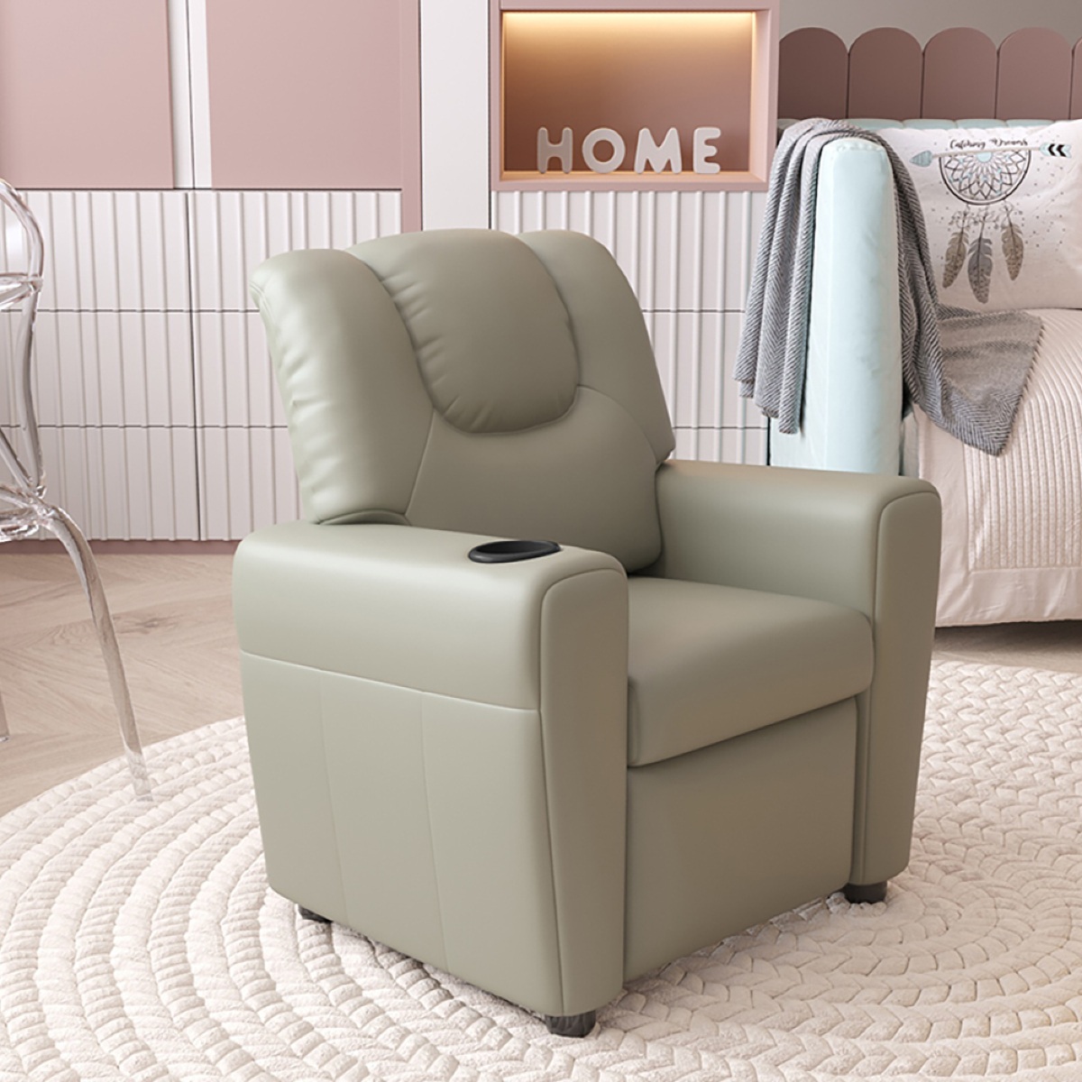 Fauteuil relax enfant gris en PU VAIANA