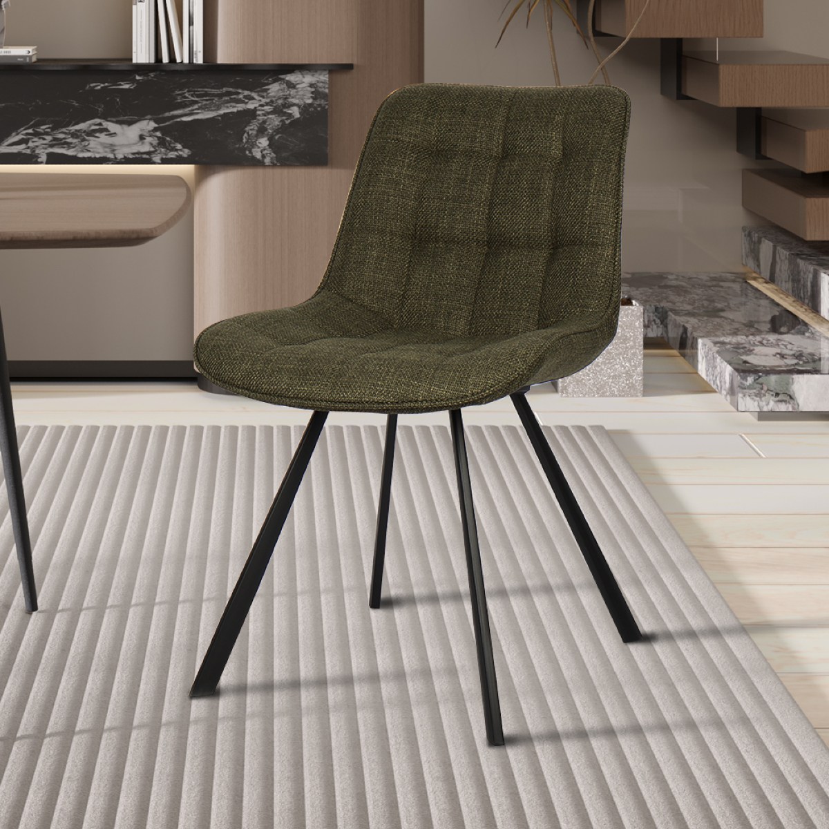 Chaise de salle à manger en tissu vert BARIA (lot de 2)