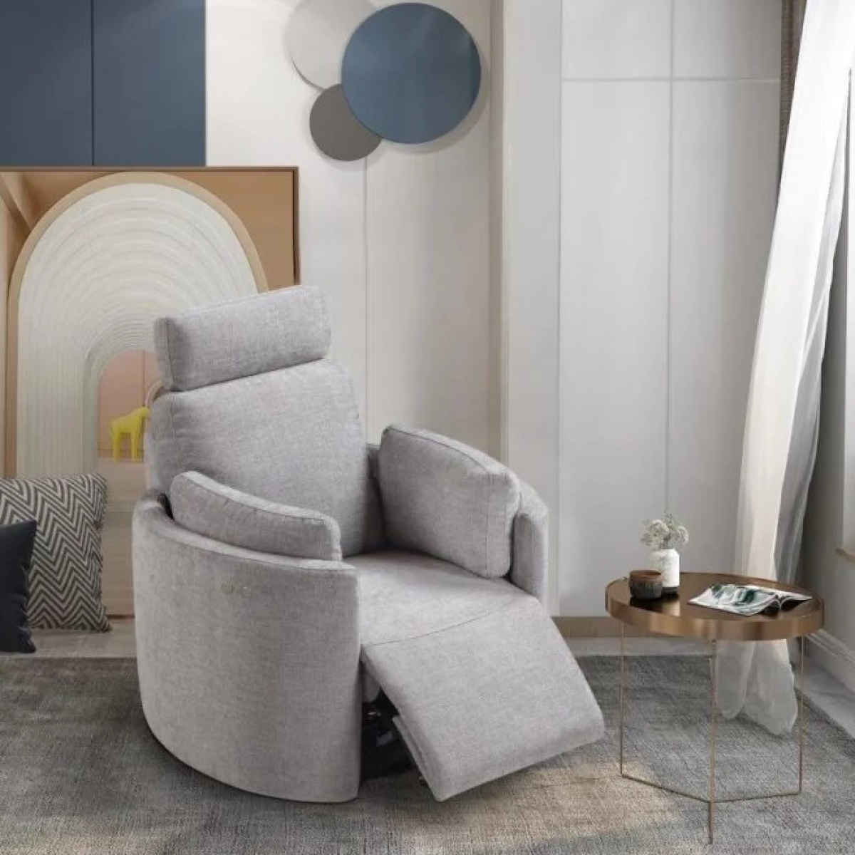 Fauteuil relax pivotant rocking-chair électrique Gris JUSTIN