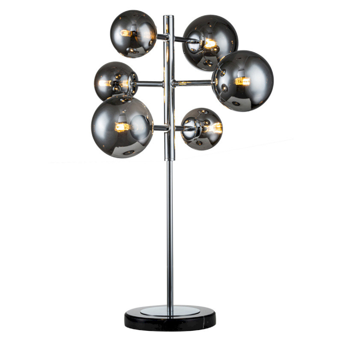 Lampe à poser chic avec globes chrome LUCIA