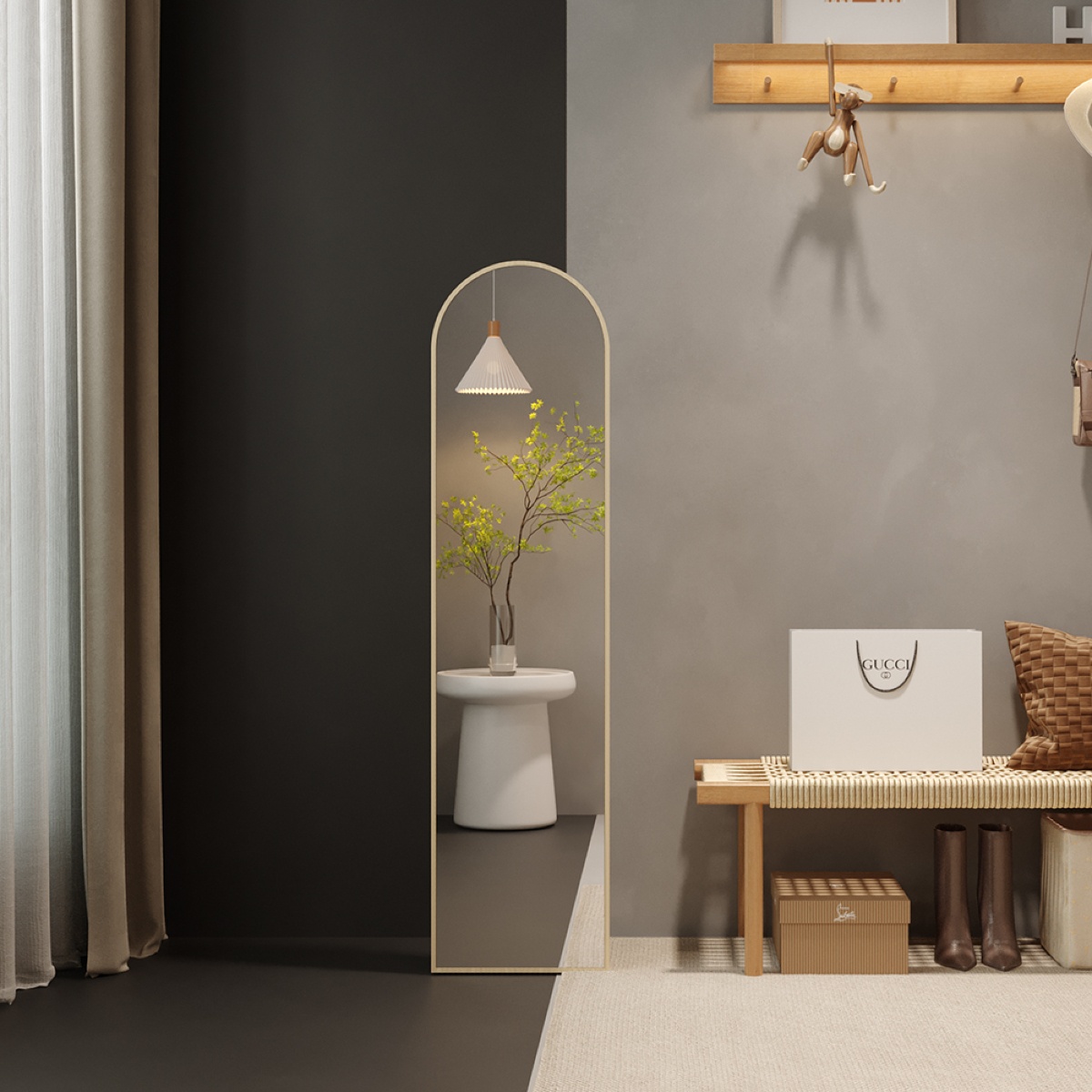 Miroir sur pied cadre en bois 40x160cm MIRO