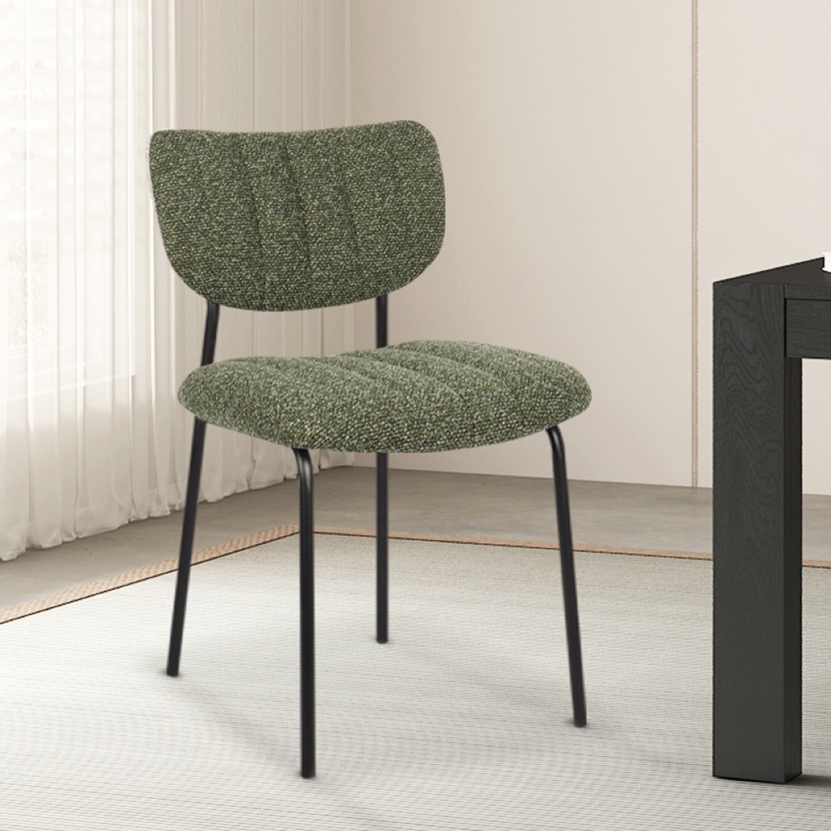 Chaise en tissu vert ANTO (lot de 2)