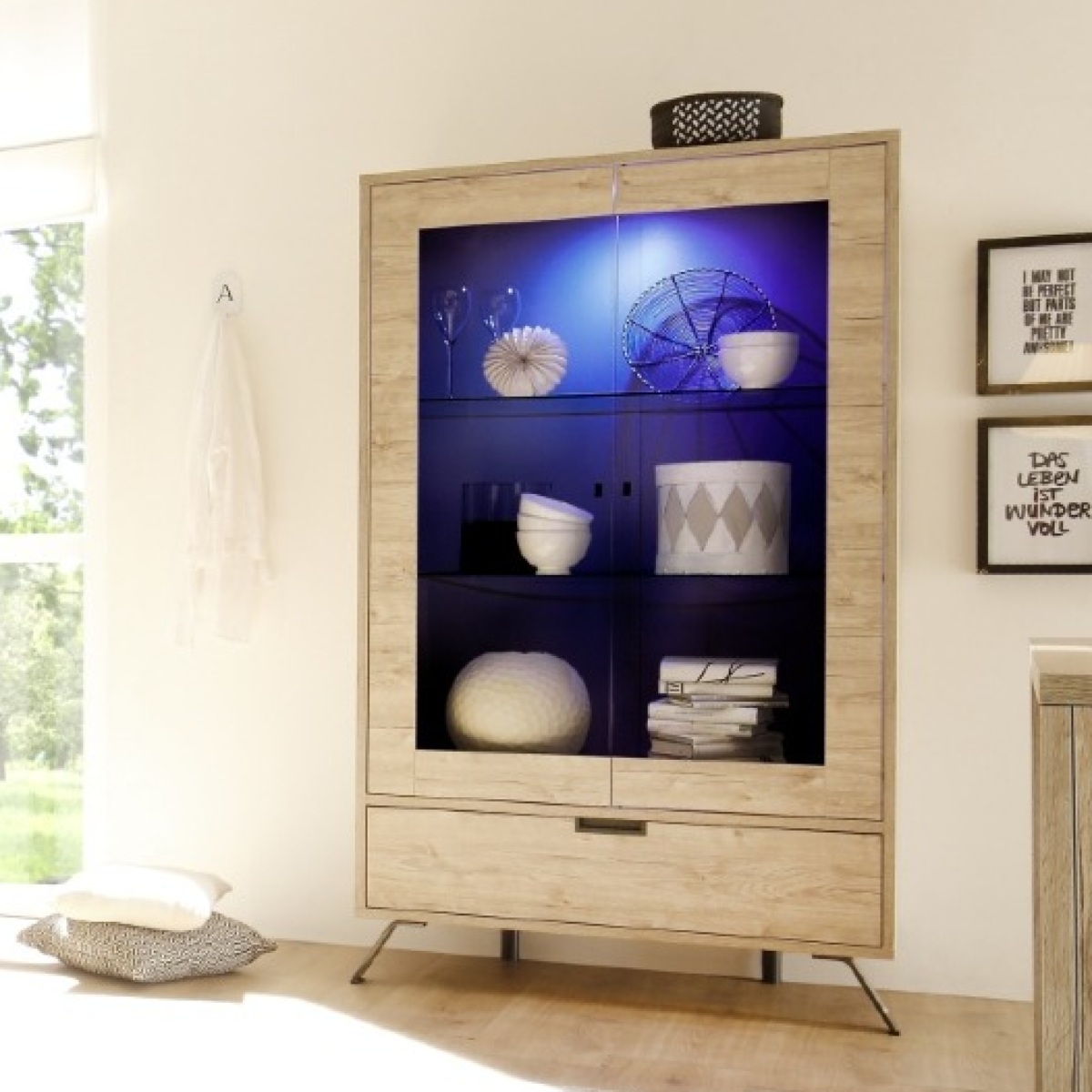 Vitrine moderne en bois 2 portes vitrées DIANA