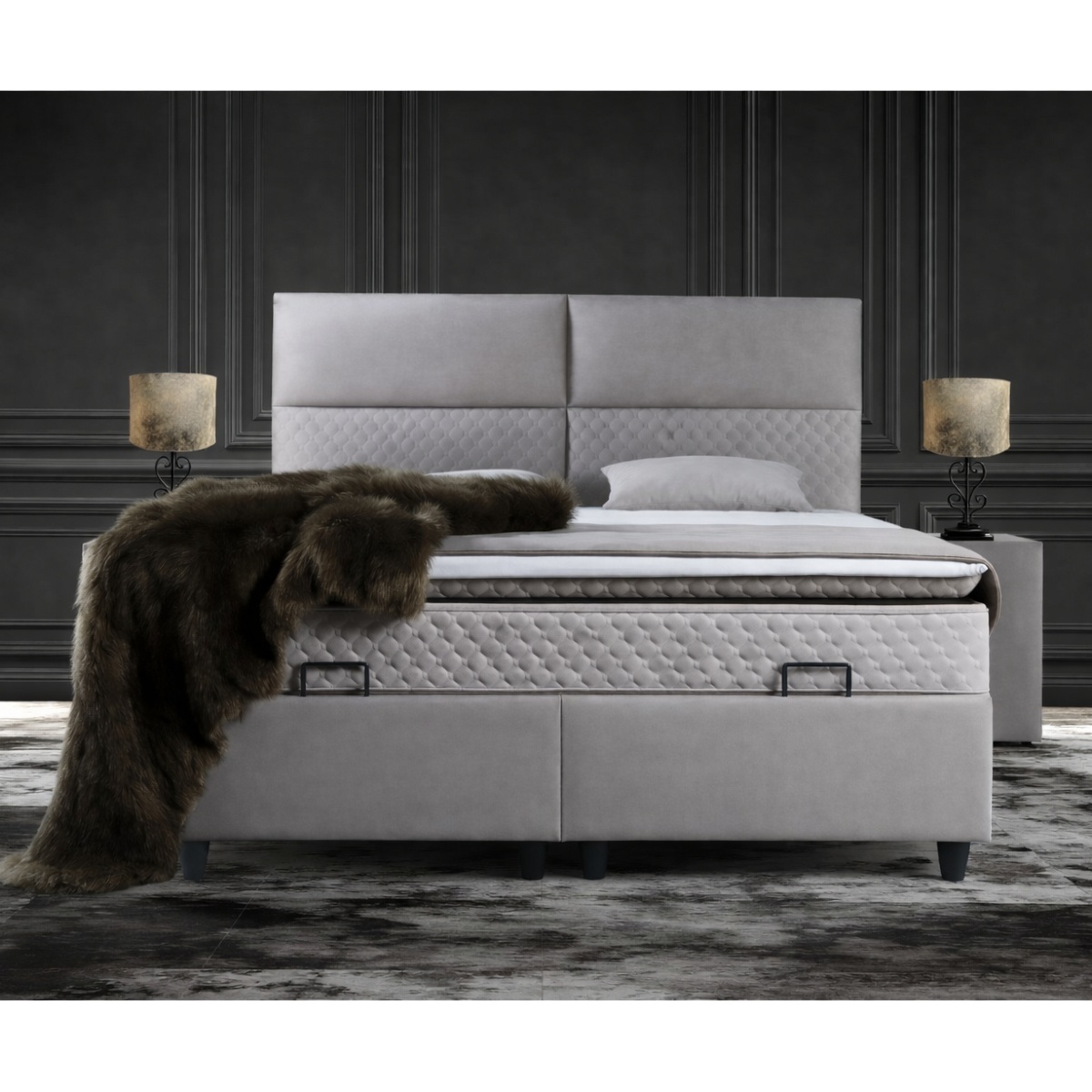 Lit boxspring complet 160cm + matelas + surmatelas LONE