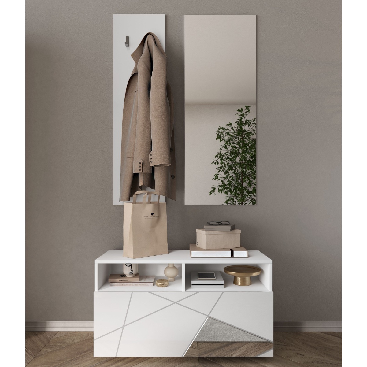 Meuble d’entrée moderne laqué blanc ANTONIA