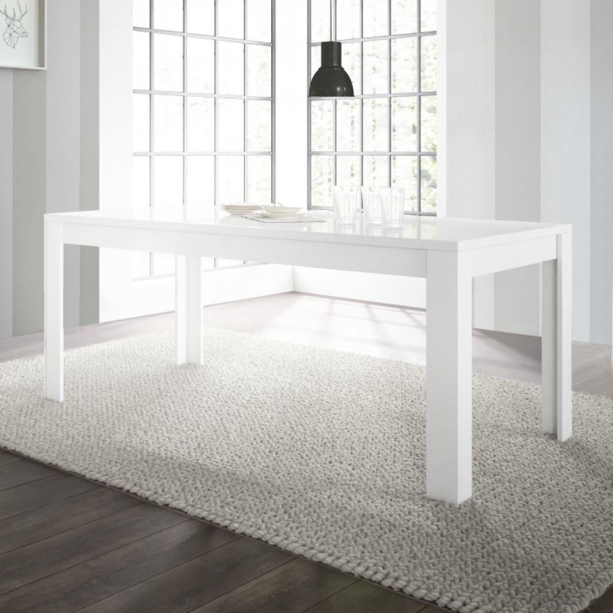 Table à manger design laqué blanc 180cm APHODITE