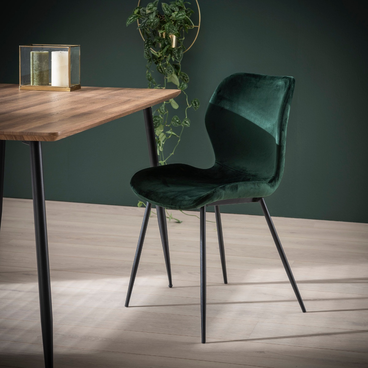 Lot de 4 chaises à manger moderne en velours vert kaki RILA