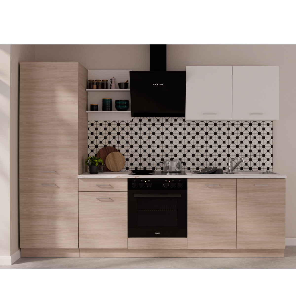 Cuisine complète blanc et bois 270cm TIA