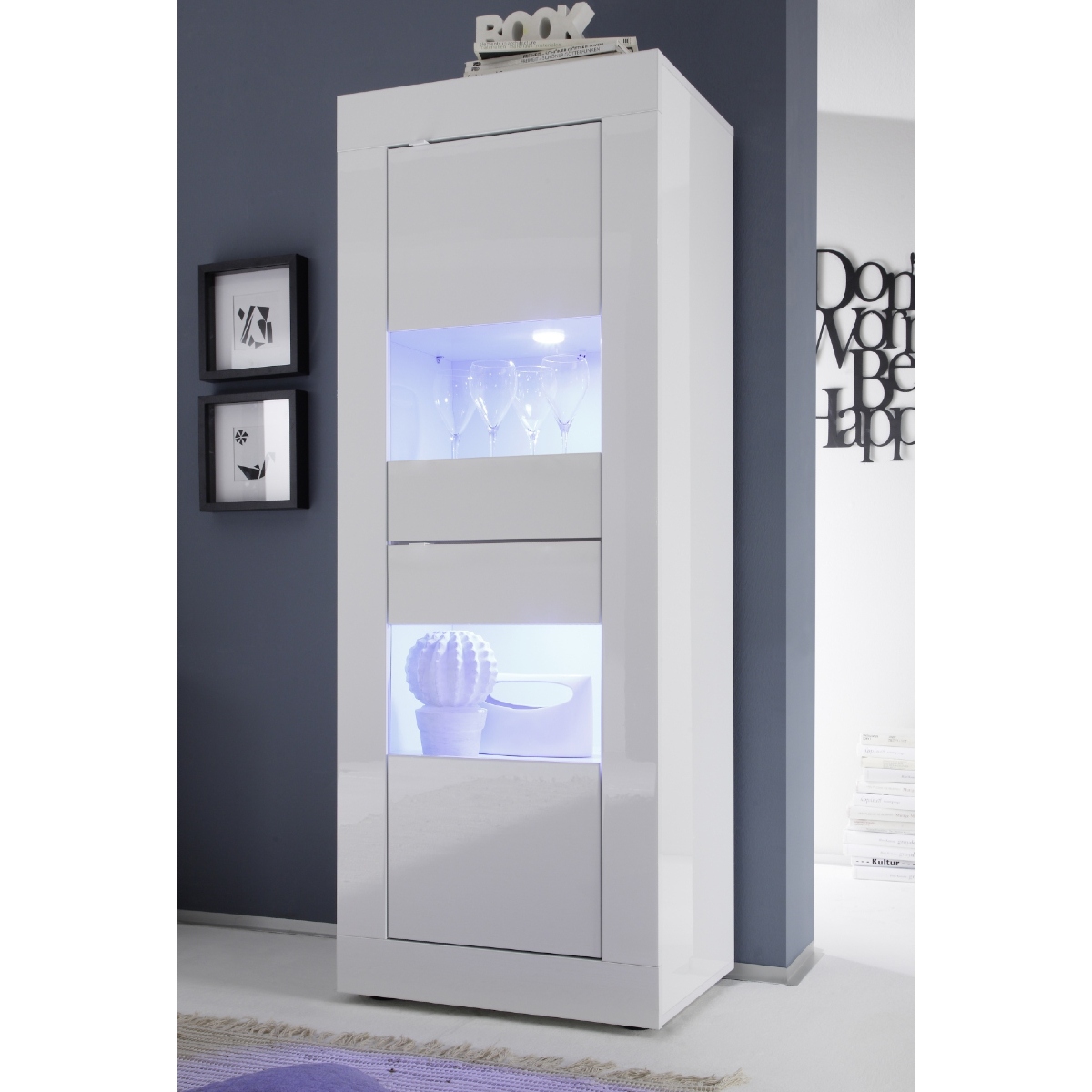 Vitrine moderne blanc laqué 1 porte CALIA