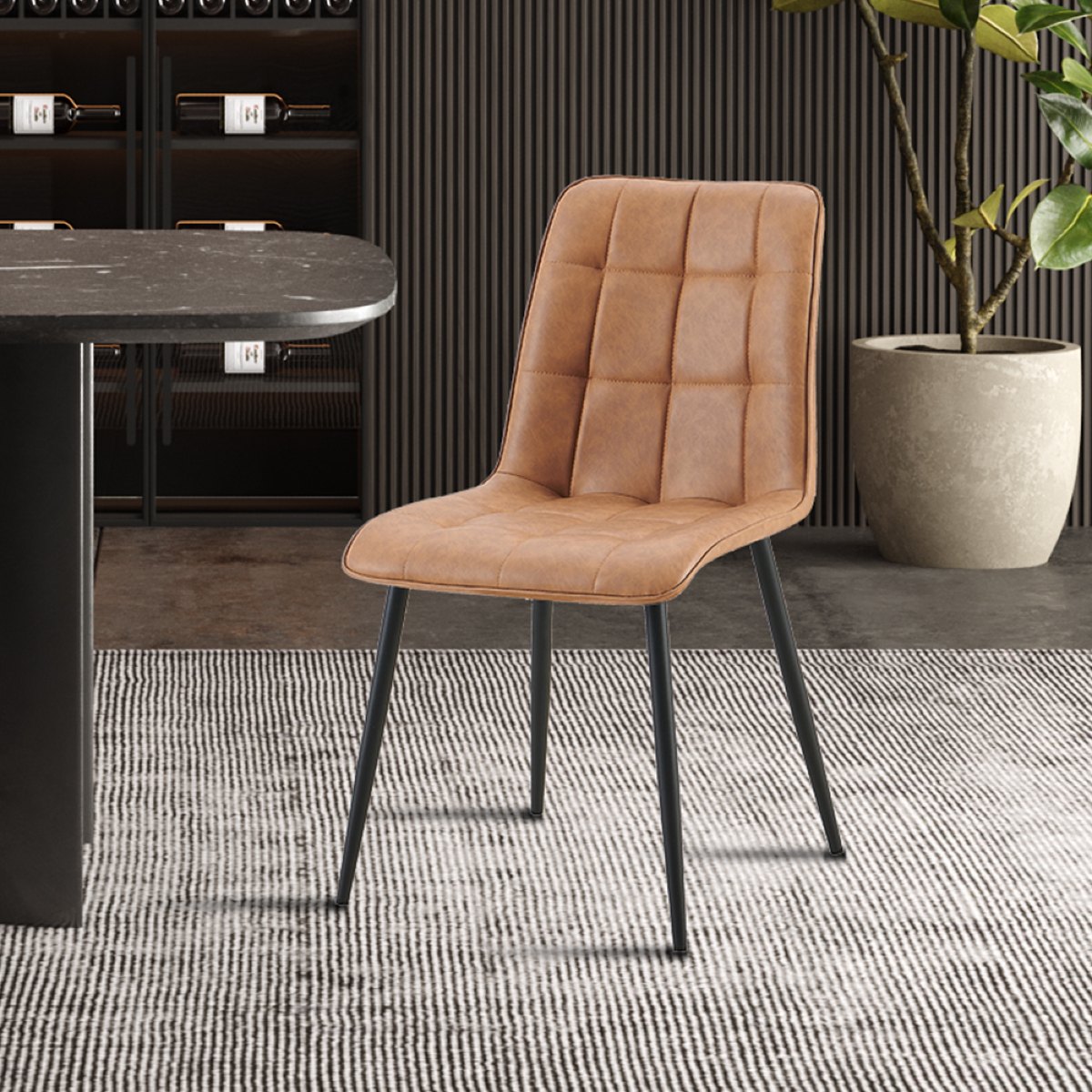 Lot de 4 chaises en PU VINTAGE cognac FURAX