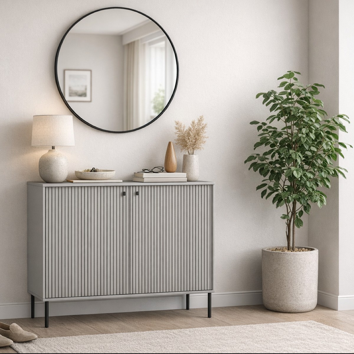 Meuble de rangement moderne gris 2 portes SIMY