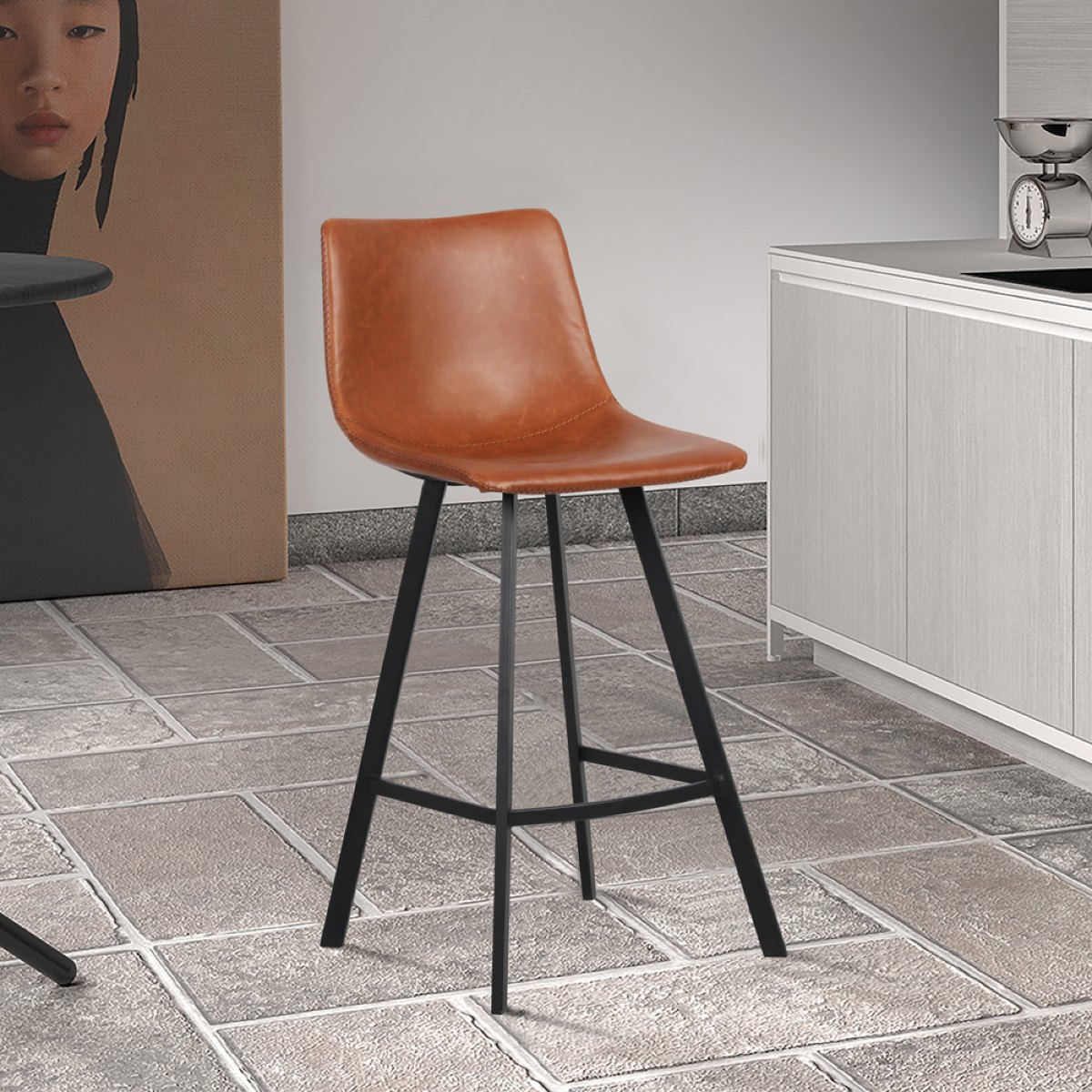 Lot de 2 chaises de bar en PU cognac OSAKA