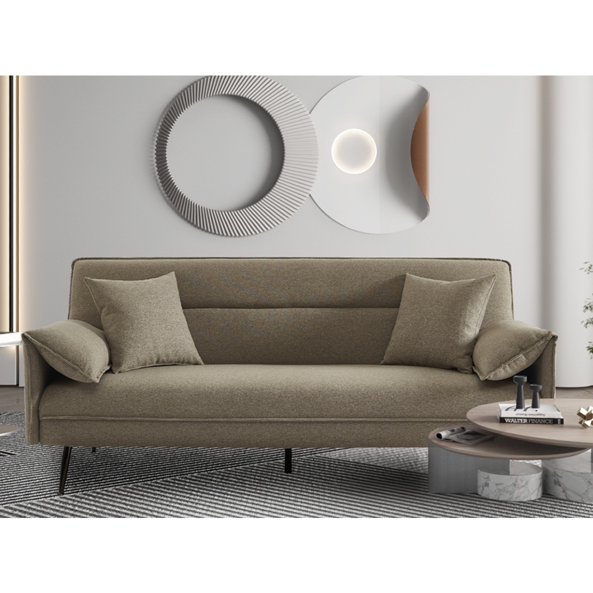 Canapé-lit moderne en tissu beige LIMA