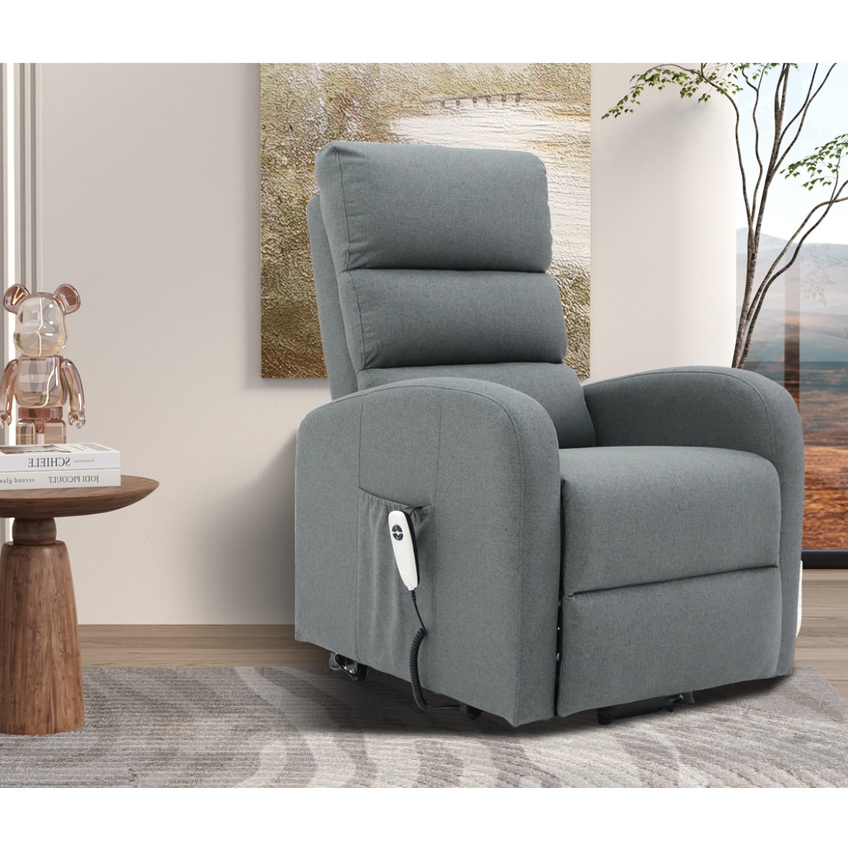 Fauteuil électrique releveur moderne en tissu gris GRASSE
